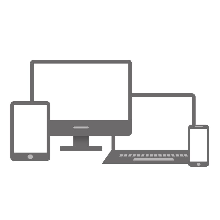 Computer and communication device types - tablet or ipad, desktop Apple Mac or PC, MacBook or PC laptop, iphone or Android mobile device