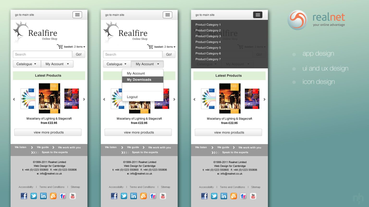 Realfire UXUI for mobile ecommerce design and build