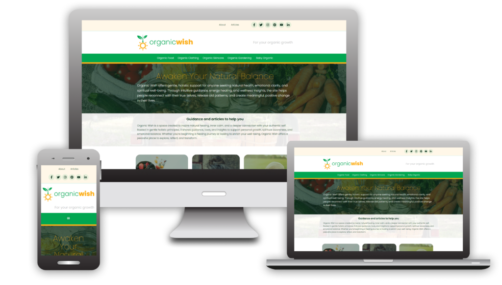 Organic Wish - website recovery, redesign and rebuild