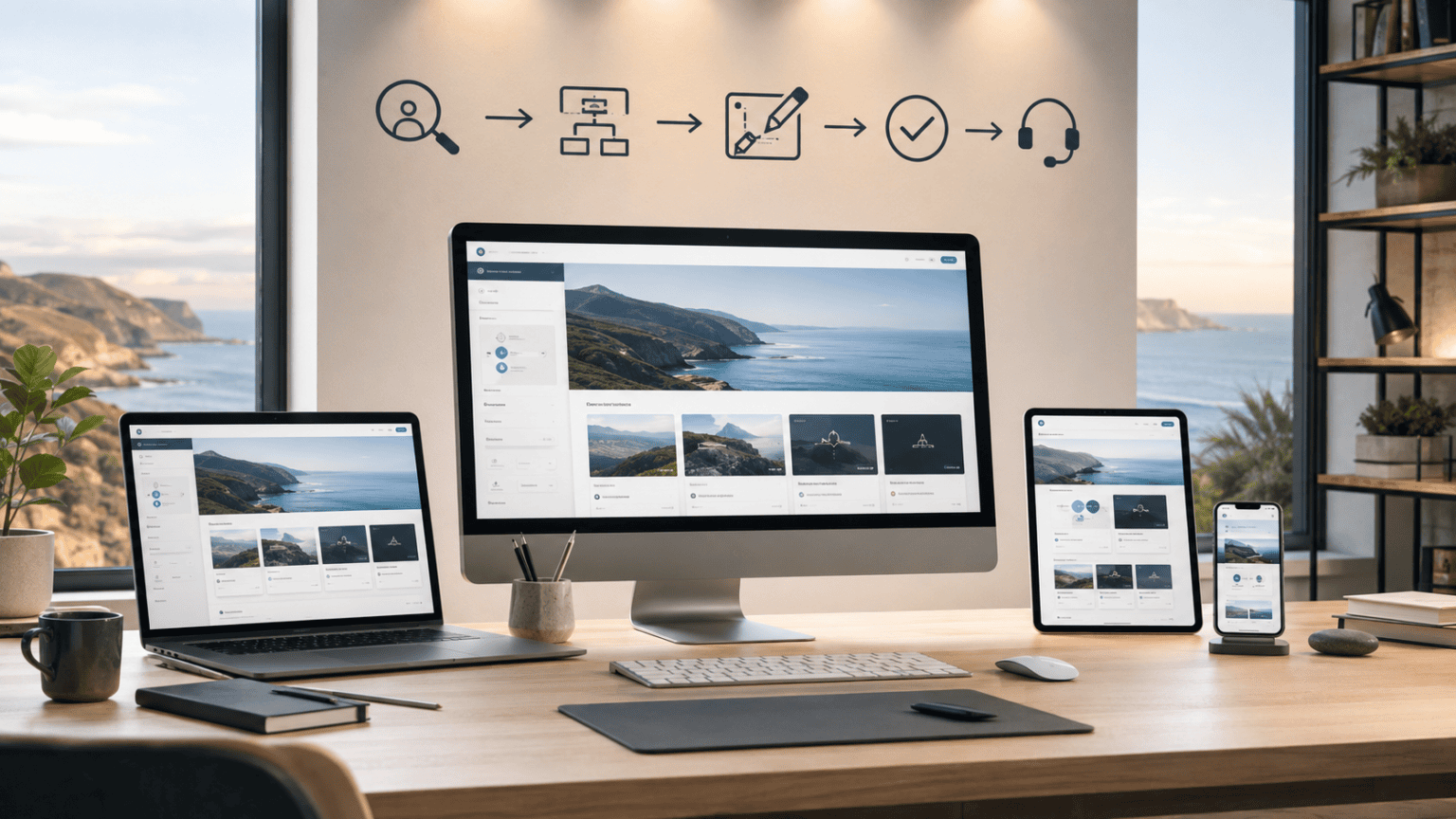 UX UI Design for Different Platforms - Our UX UI Process >Understand > Map > Design > Test > Support